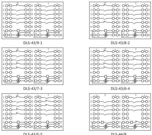 DLS-43/9-1雙位置繼電器內(nèi)部連接線圖片2