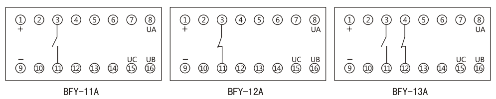 BFY-12A負序電壓繼電器內部接線及外引接線圖