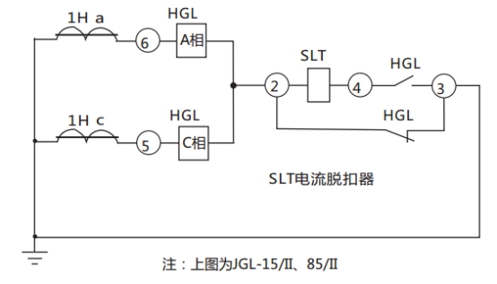 JGL-81/Ⅱ二相靜態(tài)反時(shí)限過流繼電器典型應(yīng)用接線圖