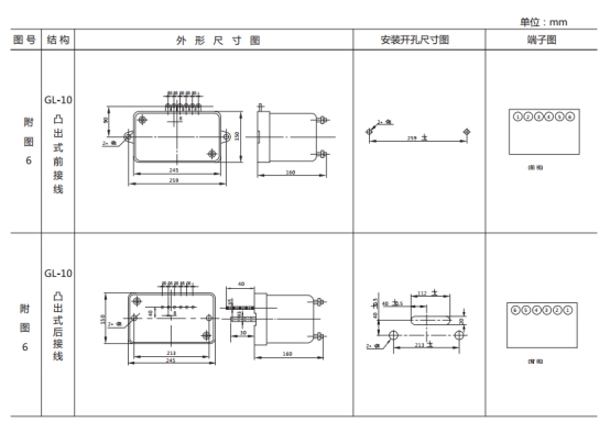 GL-15過流繼電器外形結(jié)構(gòu)及安裝尺寸圖片