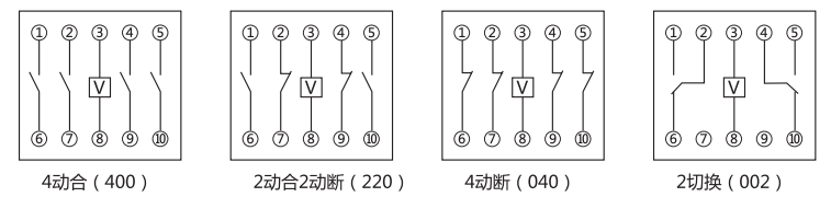 JY-16A中間繼電器內(nèi)部接線圖及外引接線圖