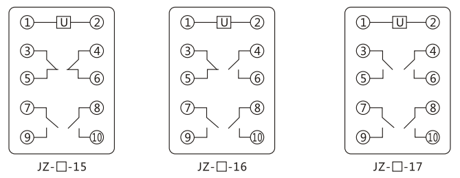 JZY（J)-403靜態(tài)中間繼電器內(nèi)部接線(xiàn)圖及外引接線(xiàn)圖