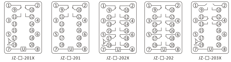 JZY（J)-17靜態(tài)中間繼電器內(nèi)部接線圖及外引接線圖