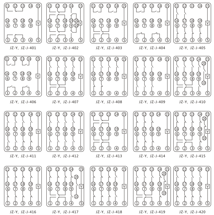 JZY（J)-17靜態(tài)中間繼電器內(nèi)部接線圖及外引接線圖